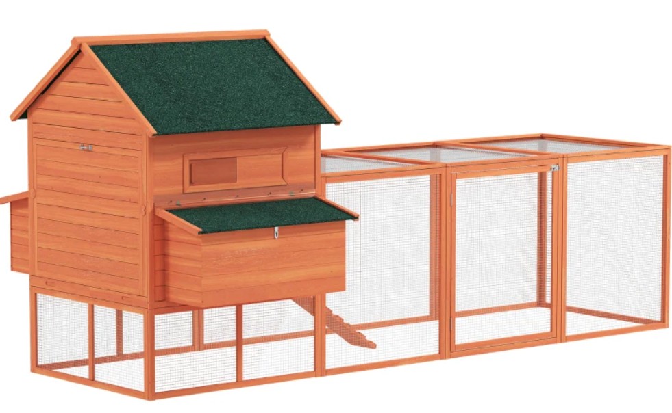 PawHut 137 Inch D51-099V02 Wooden Chicken Coop with Nesting Box