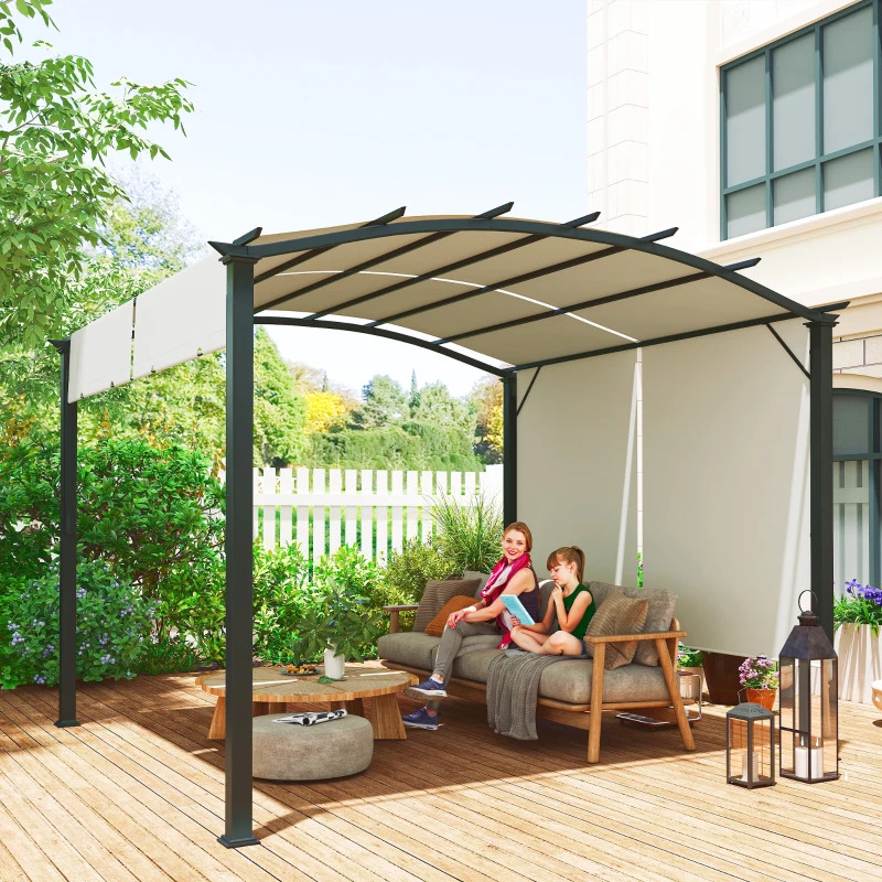 Outsunny 11 x 11 Foot Outdoor Retractable Pergola Canopy