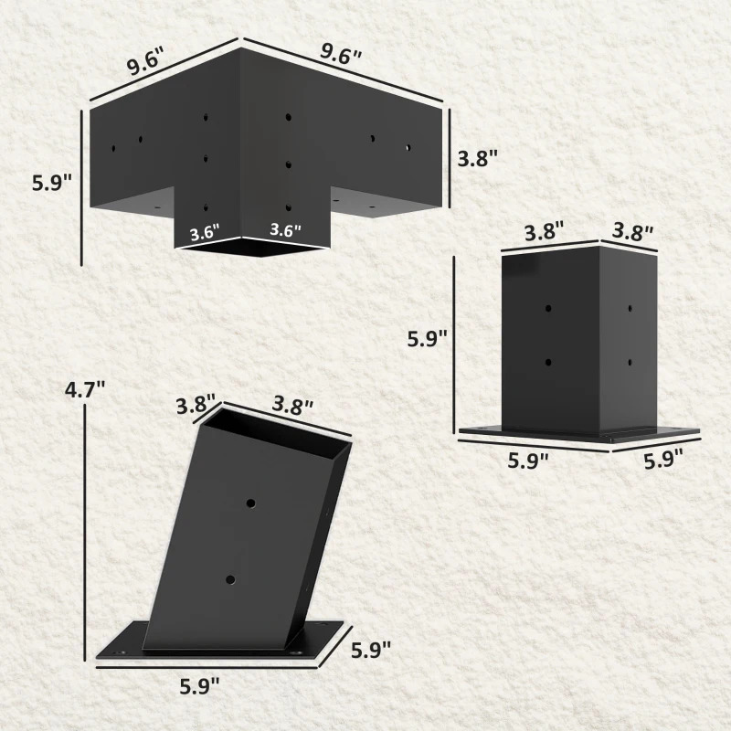 Outsunny 15 Degree Slanted DIY Pergola Kit with 3-Way Brackets