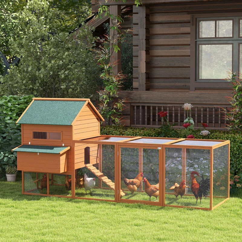 PawHut 137 Inch D51-099V01 Wooden Chicken Coop with Nesting Box