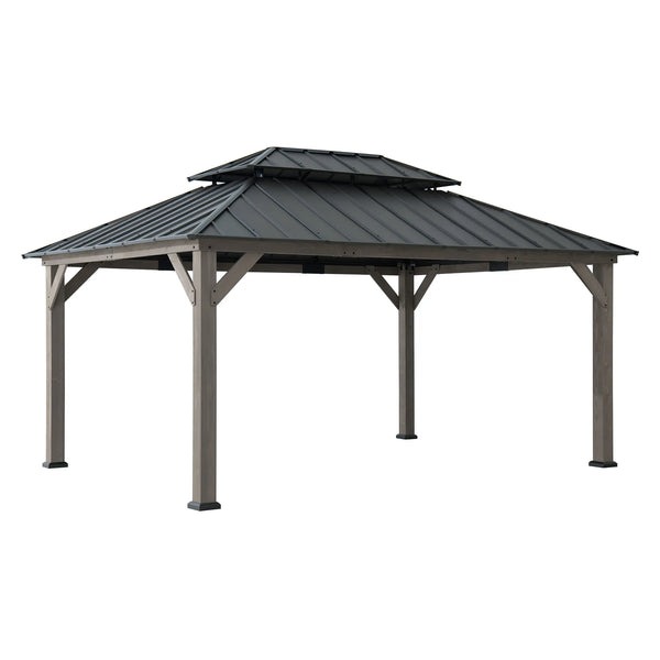 Sunjoy 12 x 16 Foot Cedar Frame Hardtop Gazebo