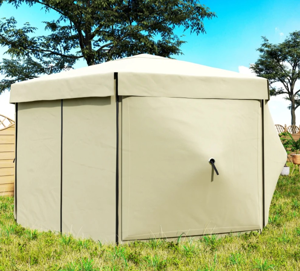 Outsunny 12 x 12 Foot Hexagonal Pop Up Gazebo Canopy Tent with 5 Sidewalls