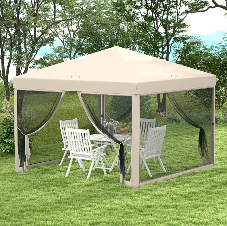 Outsunny 10 x 10 Foot Oxford Pop Up Canopy Tent with Netting
