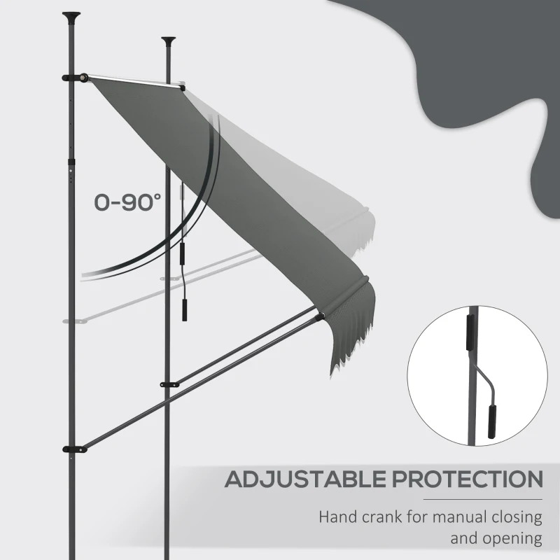 Outsunny 8 x 4 Foot Tension-Mount Manual Retractable Door or Window Awning