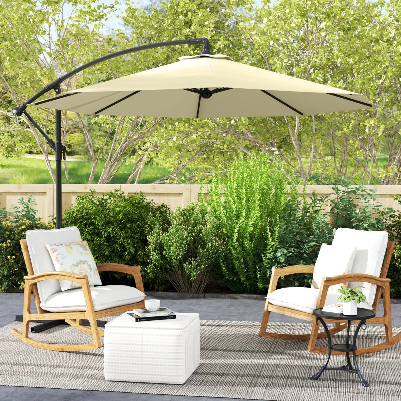 Outsunny 10 Foot Cantilever Tilt Offset Patio Umbrella with Cross Base