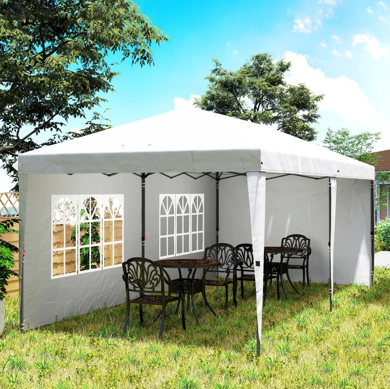 Outsunny 10 x 20 Foot Pop Up Canopy Tent with 4 Sidewalls