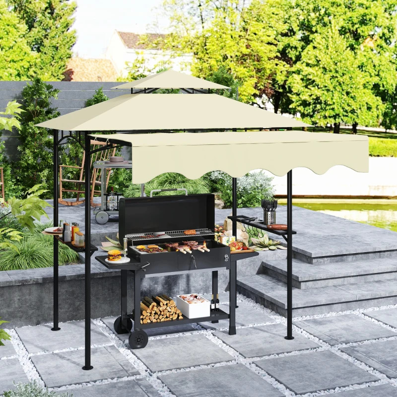 Outsunny 8 x 5 Foot 630V00 Outdoor Grill Gazebo with Side Awning
