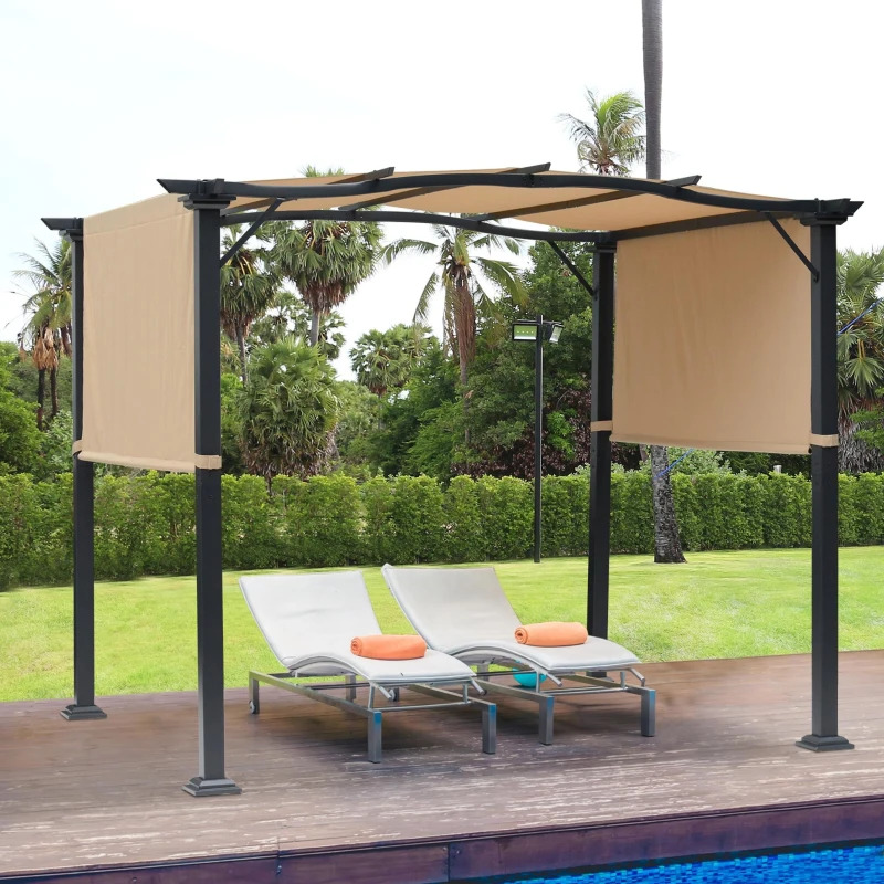 Outsunny 8 x 10 Foot Retractable Pergola Canopy