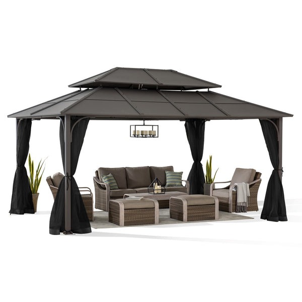 Sunjoy 12 x 16 Foot Two-Tier Steel Hip Roof Gazebo