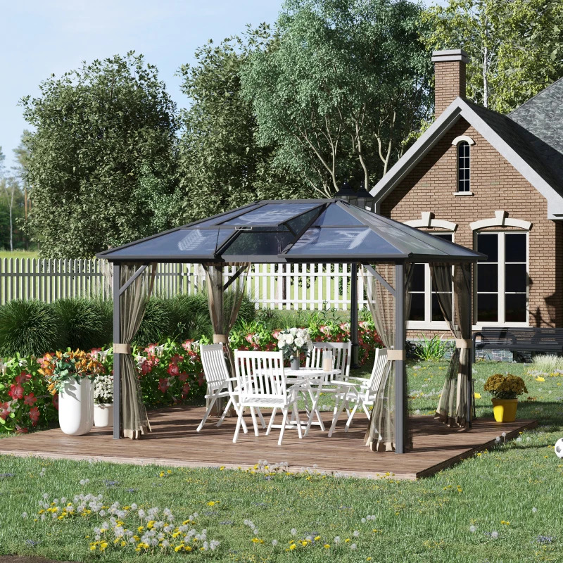Outsunny 10 x 12 Foot Hardtop Gazebo Canopy with Polycarbonate Roof