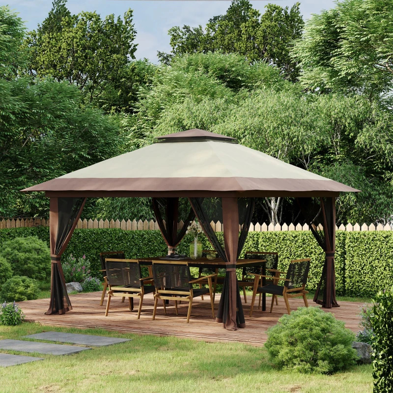 Outsunny 13 x 13 Foot Pop Up Gazebo with 2-Tier Roof