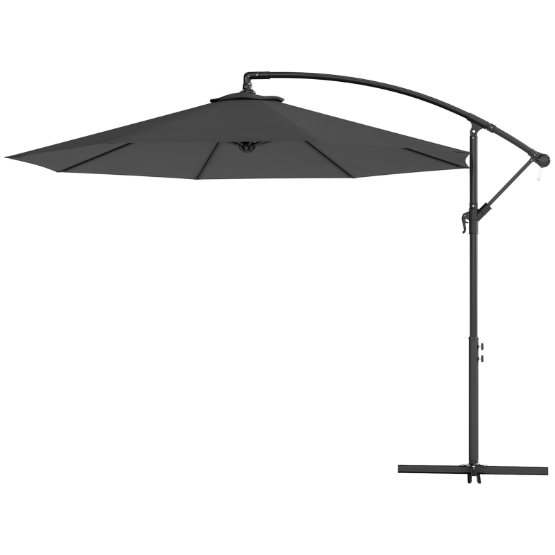 Outsunny 10 Foot Cantilever Tilt Offset Patio Umbrella with Cross Base