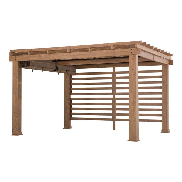 Sunjoy 13 x 11 Foot Woodlynne Aluminum Pergola with Retractable Sling Canopy