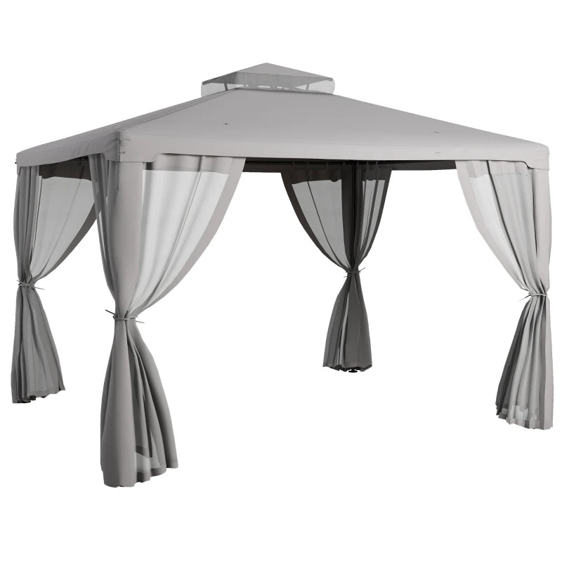 Outsunny 10 x 10 Foot Two-Tier Steel Frame Patio Gazebo