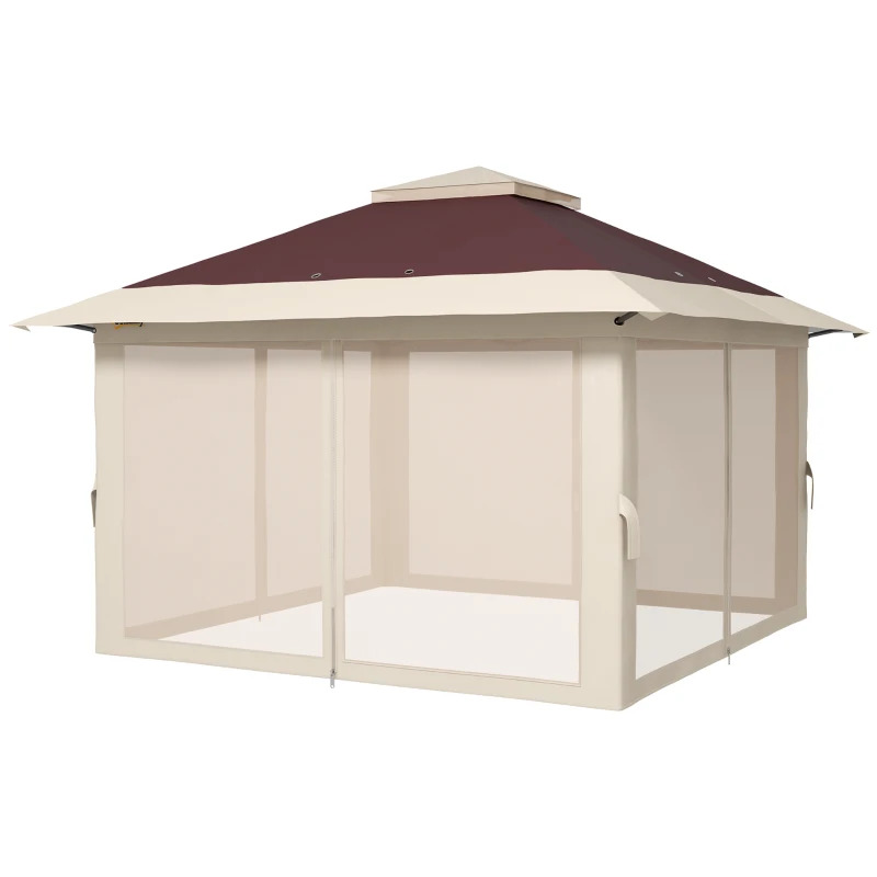 Outsunny 13 x 13 Foot Pop Up Gazebo with 2-Tier Roof