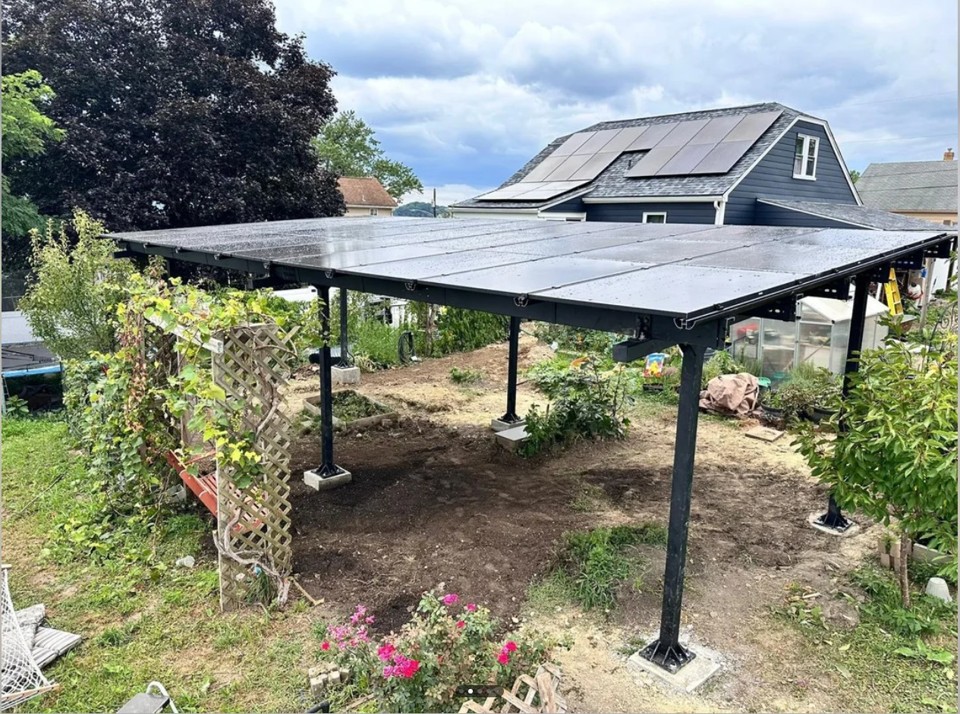 ChikoUSA 45 x 23 Foot Premier Solar Panel Rack Carport - 4 Car