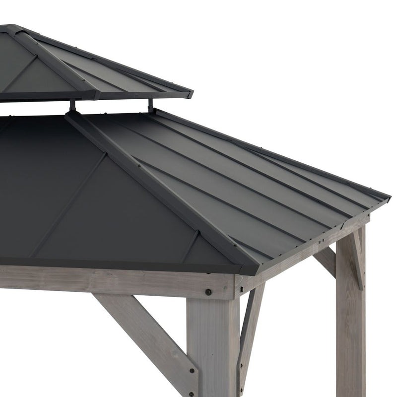 Sunjoy 12 x 20 Foot Cedar and Aluminum Hardtop Dual-Rail Gazebo
