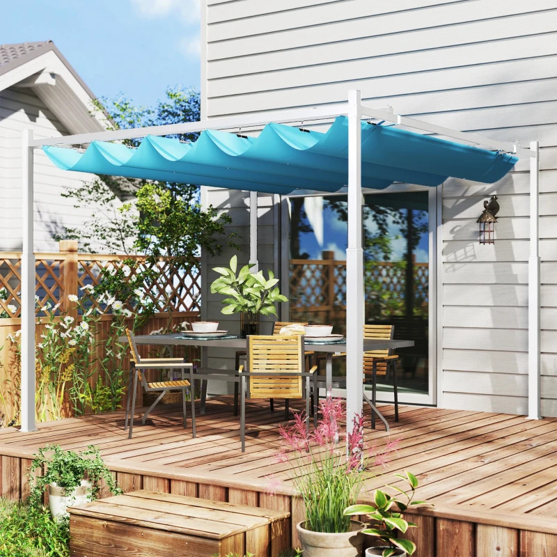 Outsunny 10 x 10 Foot Retractable Pergola Canopy with Magnetic Fixture