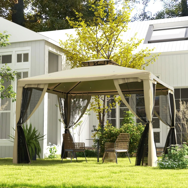 Outsunny 10 x 10 Foot Two-Tier Steel Frame Patio Gazebo