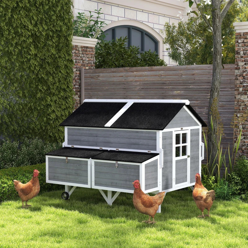 PawHut 59 Inch Chicken Coop with Wheels