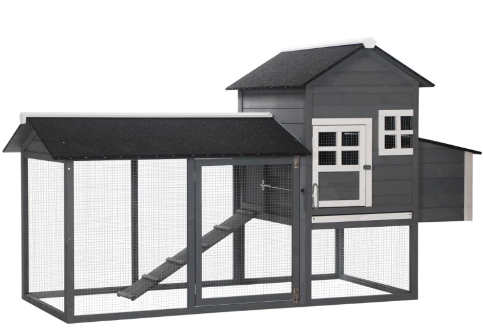 PawHut 84 Inch Wooden Chicken Coop with Nesting Box