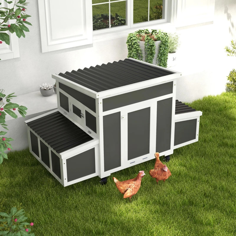 PawHut 58 Inch Wooden Chicken Coop with Nesting Box