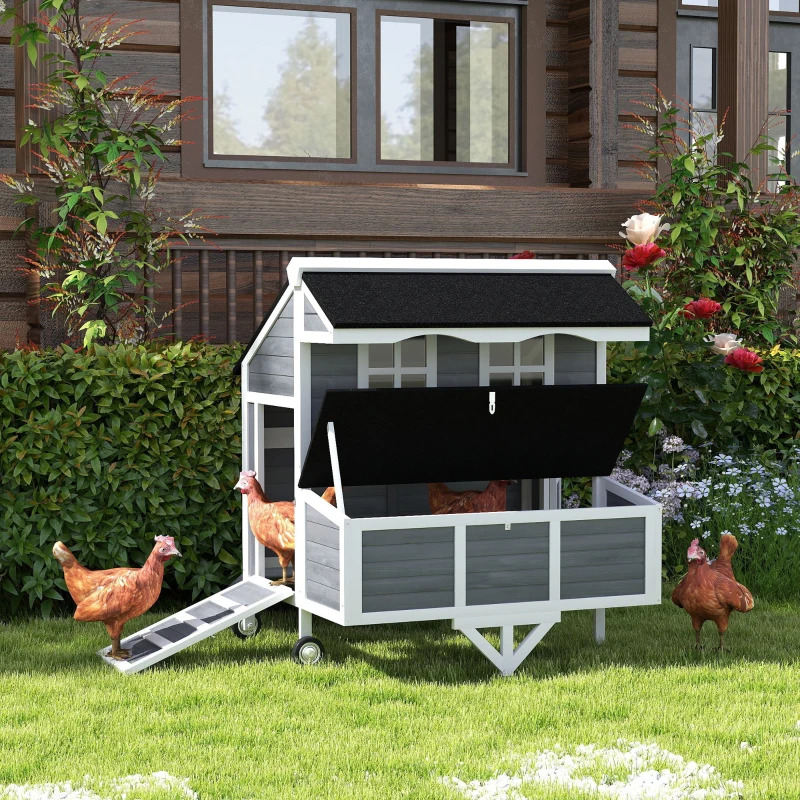 PawHut 43 Inch Chicken Coop with Wheels