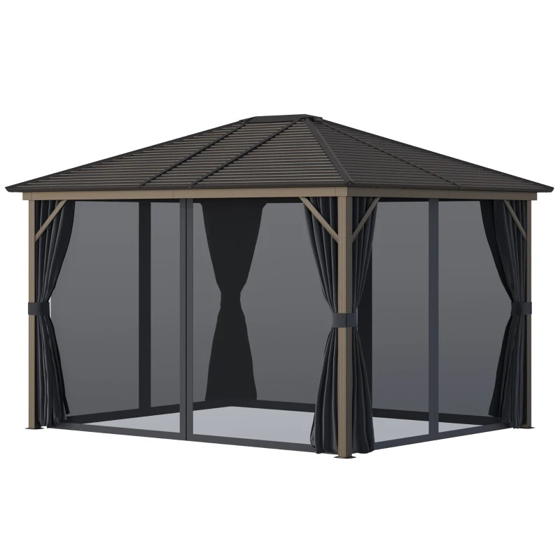 Outsunny 10 x 12 Foot 040 Hardtop Gazebo with Curtains and Netting
