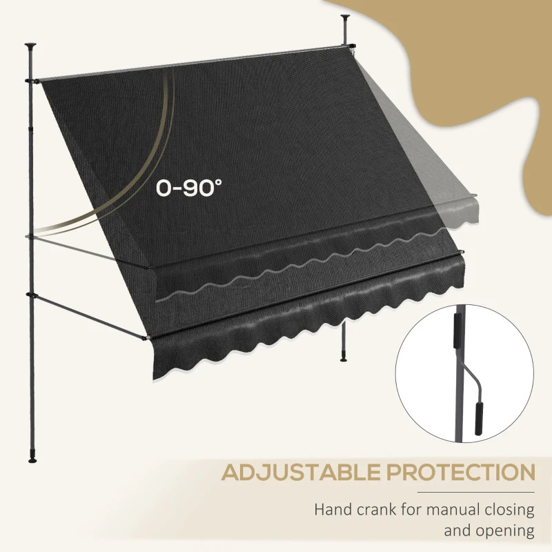 Outsunny 10 x 4 Foot Tension-Mount Manual Retractable Door or Window Awning