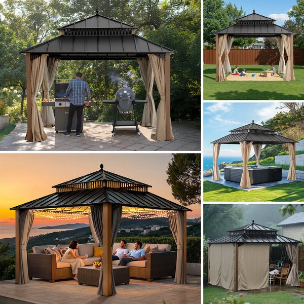 Sunjoy 12 x 12 Foot Kingston Extra-Tall Steel Hardtop Gazebo