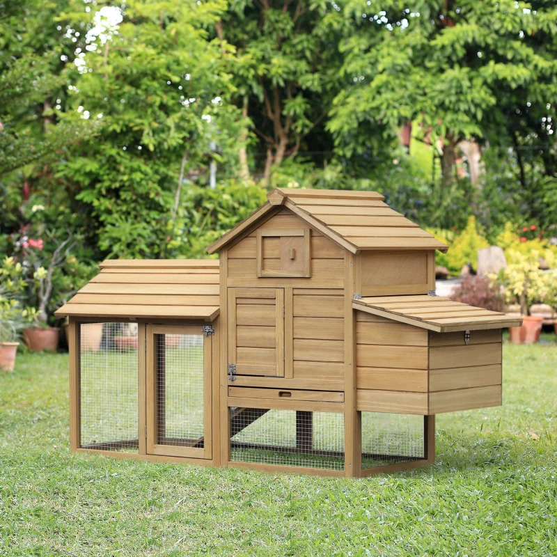 PawHut 59 Inch Wooden Double Door Chicken Coop