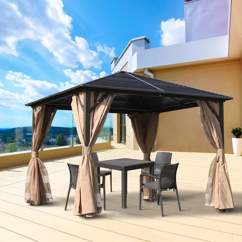 Outsunny 10 x 10 Foot Hardtop Gazebo Canopy with Galvanized Steel Roof