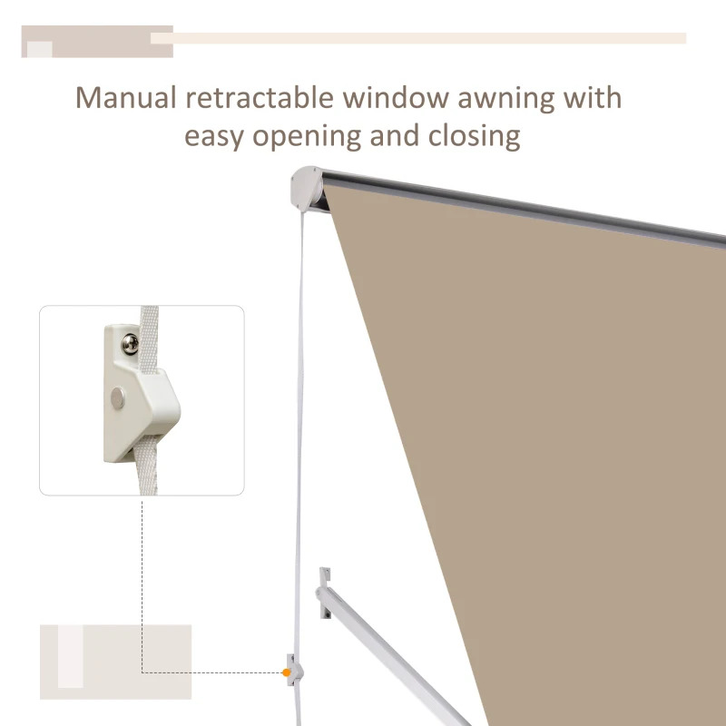 Outsunny 6 Foot Manual Drop-Arm Retractable Window Awning