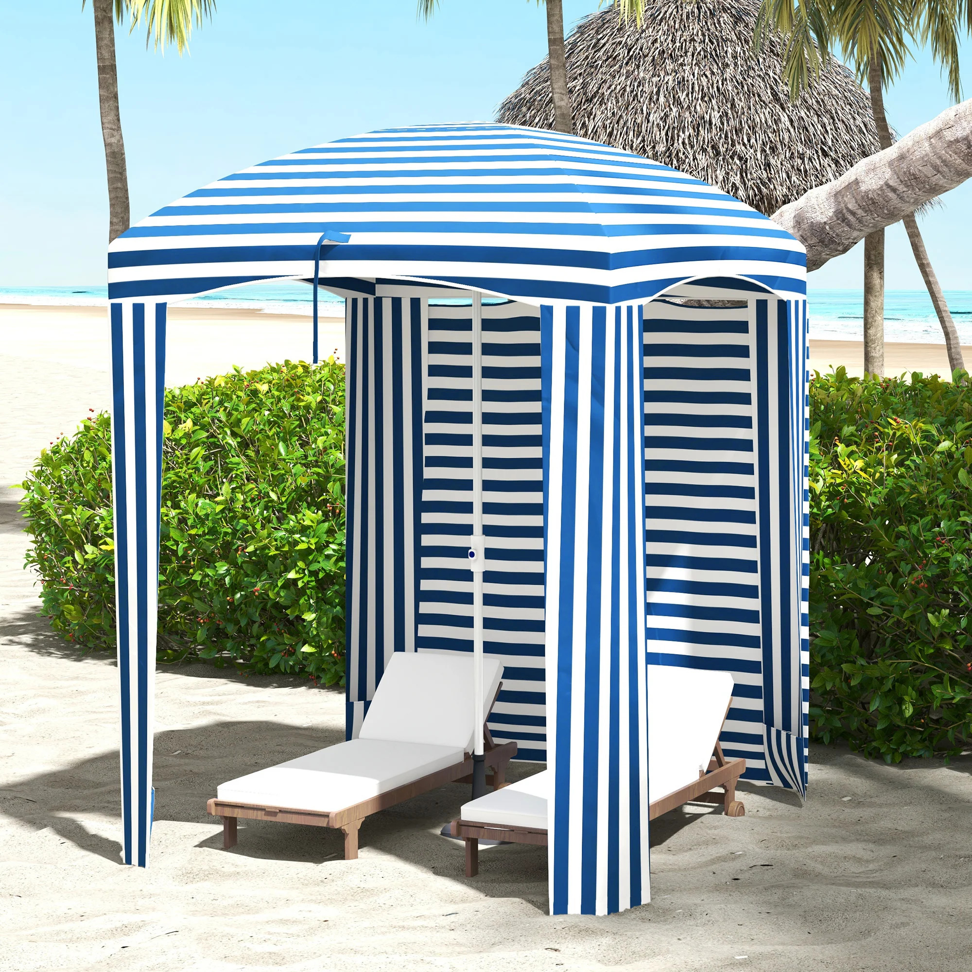 Outsunny 5 4/5 x 5 4/5 Foot 307V00 Cabana Umbrella with Carry Bag