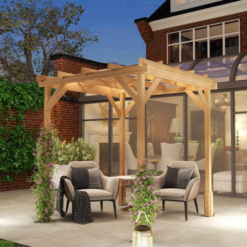 Outsunny 7 x 7 Foot Wood Pergola with Grape Trellis