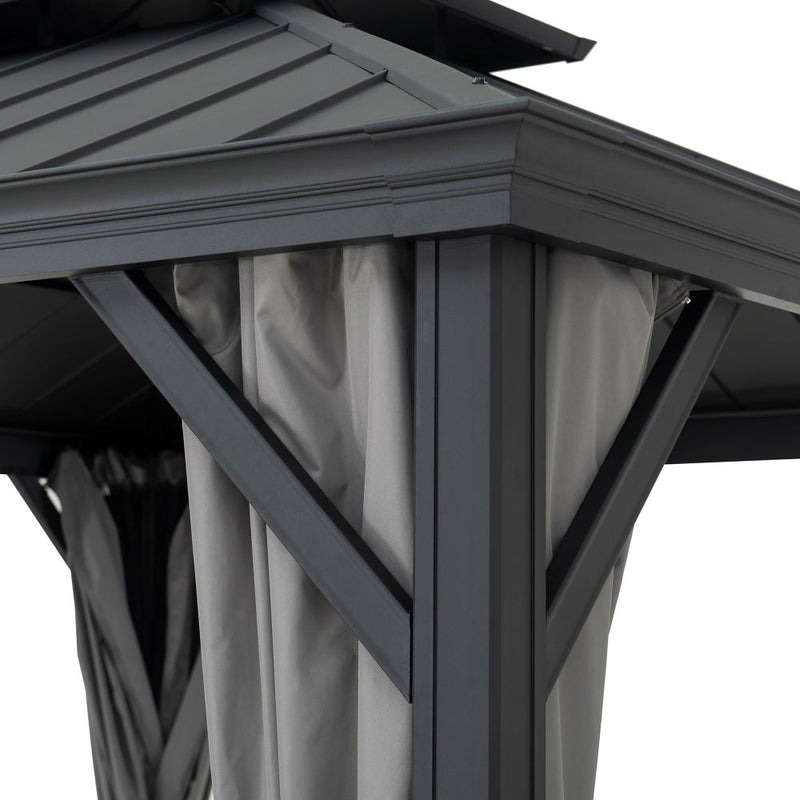 Sunjoy 10 Foot Square Merston Two-Tier Aluminum Gazebo