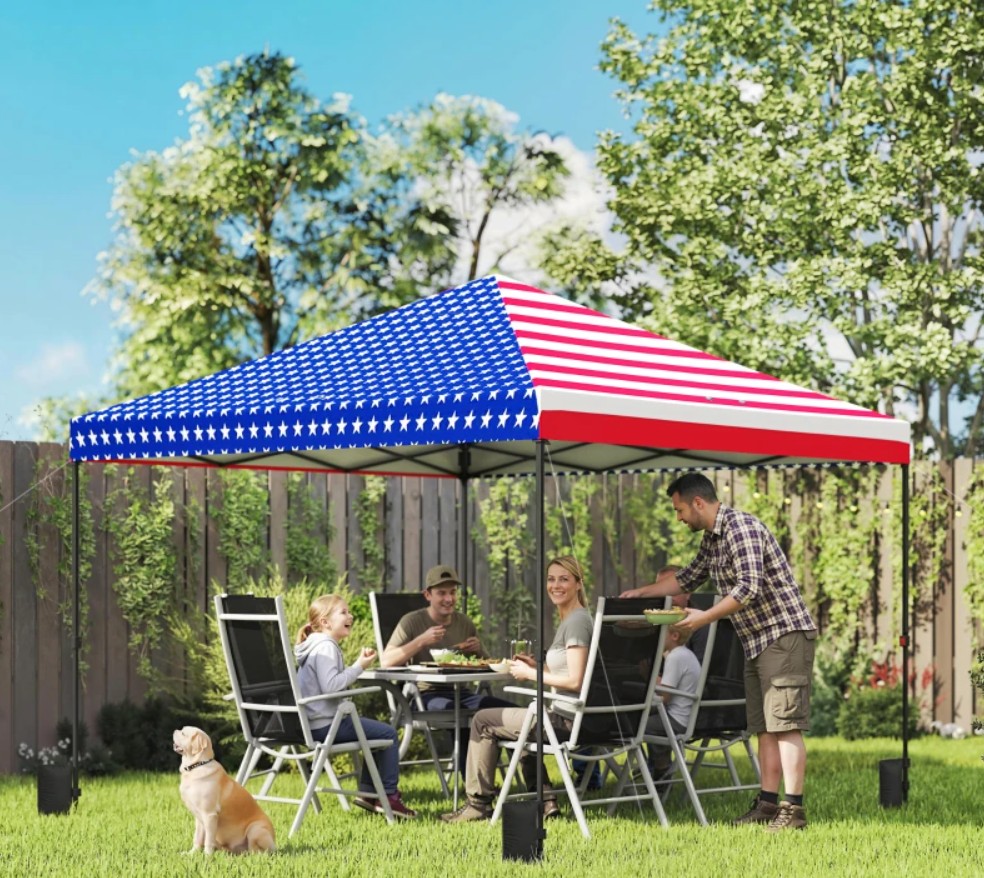 Outsunny 10 x 10 Foot Pop Up Canopy Tent with One Push Setup and Roller Bag