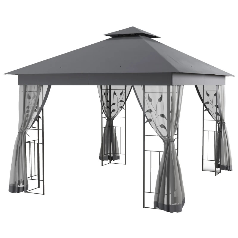 Outsunny 10 x 11 1/2 Foot Metal Tree Motif Patio Gazebo