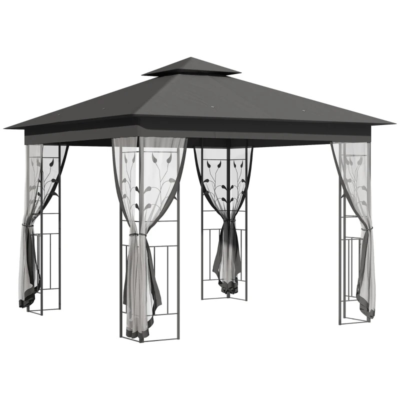 Outsunny 10 x 10 Foot Metal Tree Motif Patio Gazebo