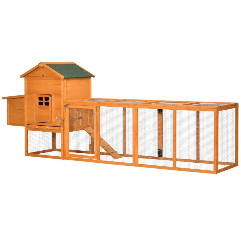 PawHut 118 Inch Wooden Chicken Coop with Asphalt Roof