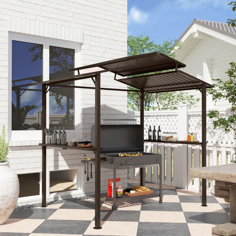 Outsunny 8 x 5 Foot Outdoor Grill Gazebo with Cup Holders