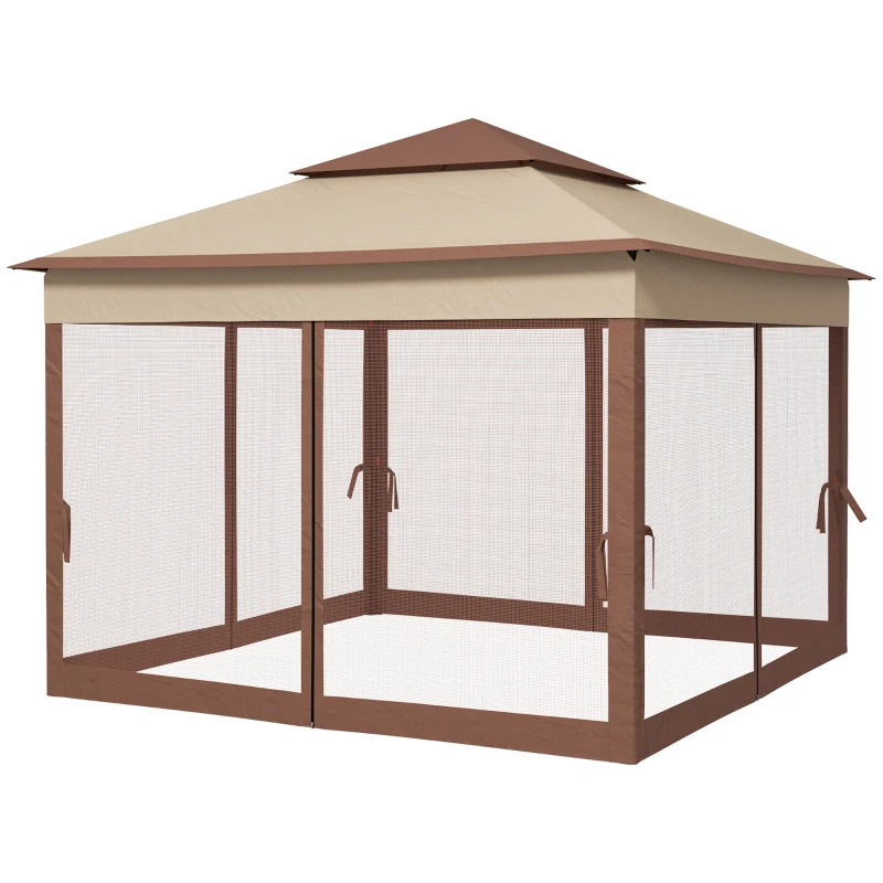 Outsunny 11 x 11 Foot Portable Gazebo with Zipper Netting