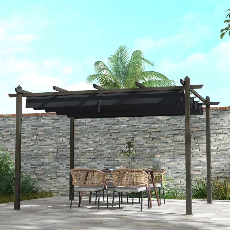 Outsunny 10 x 13 Foot Retractable Aluminum Pergola Canopy