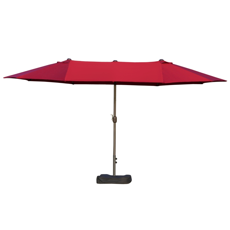 Outsunny 15 Foot Rectangular Double Sided Patio Umbrella with Base