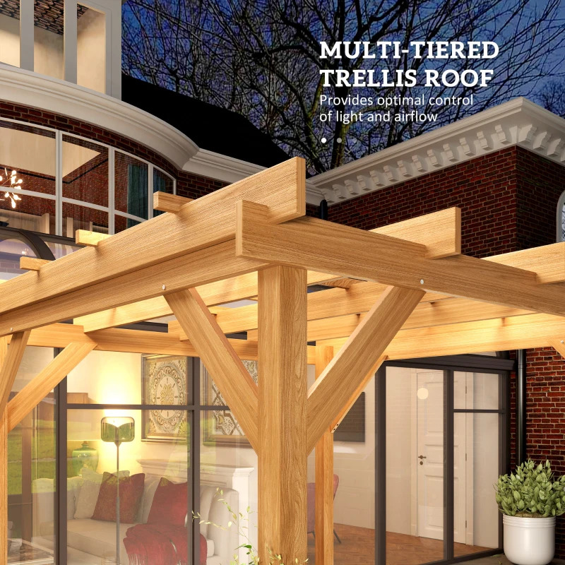 Outsunny 7 x 7 Foot Wood Pergola with Grape Trellis