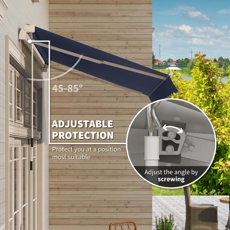 Outsunny 10 x 8 Foot Manual Retractable Sun Shade Patio Awning