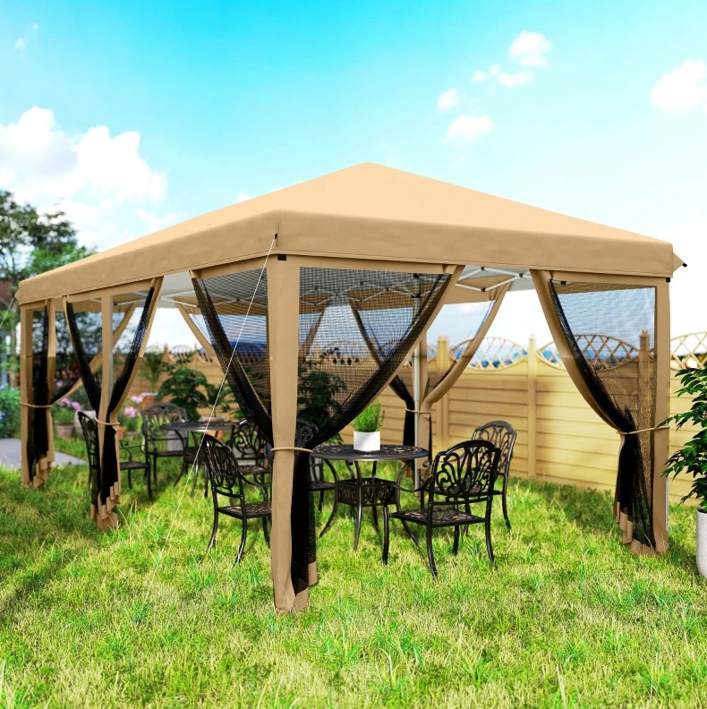 Outsunny 10 x 20 Foot Heavy-Duty Pop Up Netted Canopy Tent