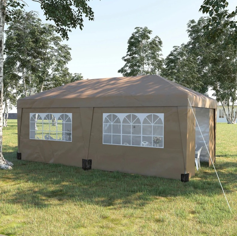Outsunny 10 x 19 1/2 Foot Pop Up Canopy Tent with Sidewalls