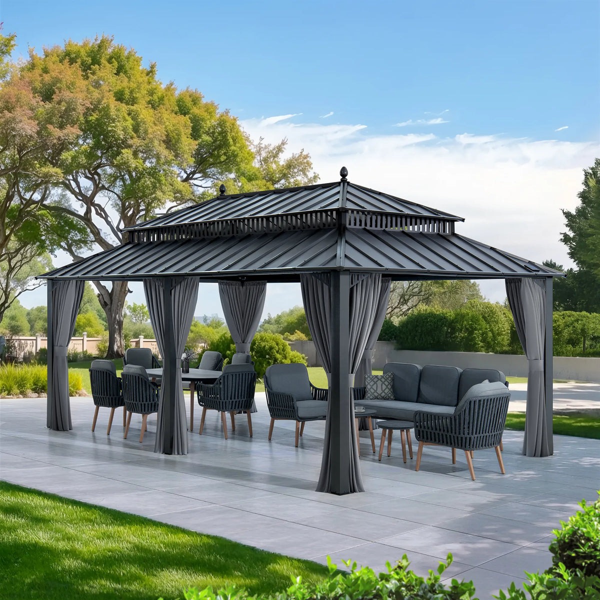 Sunjoy 20 x 12 Foot Kingston Extra-Tall Steel Hardtop Gazebo