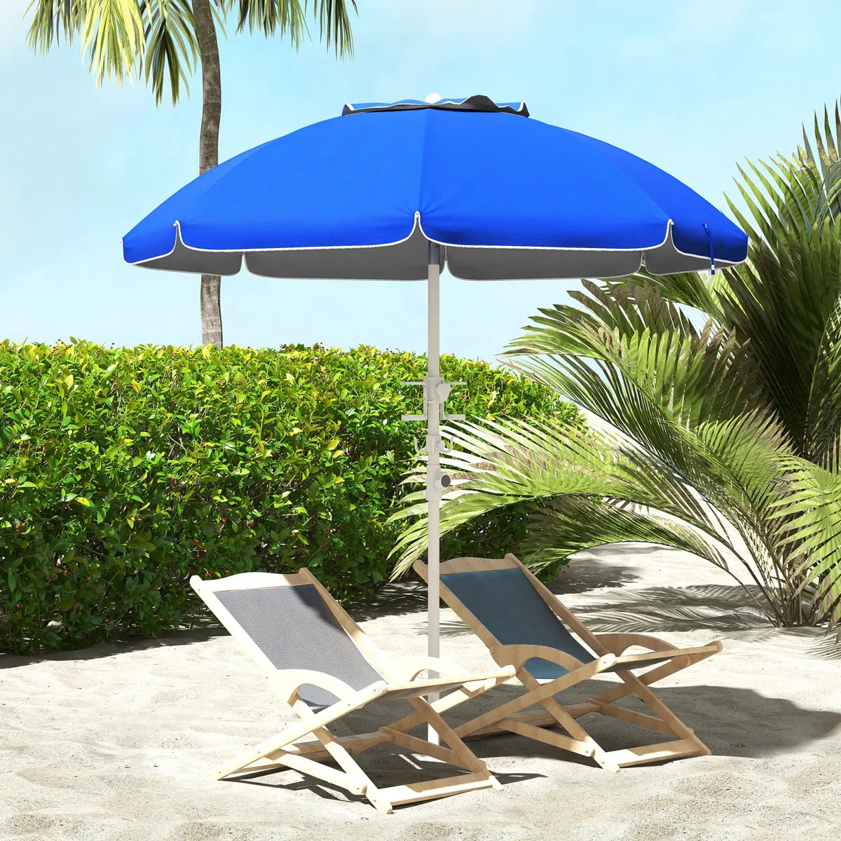 Outsunny 5 7/10 Foot Beach Umbrella with Tilt